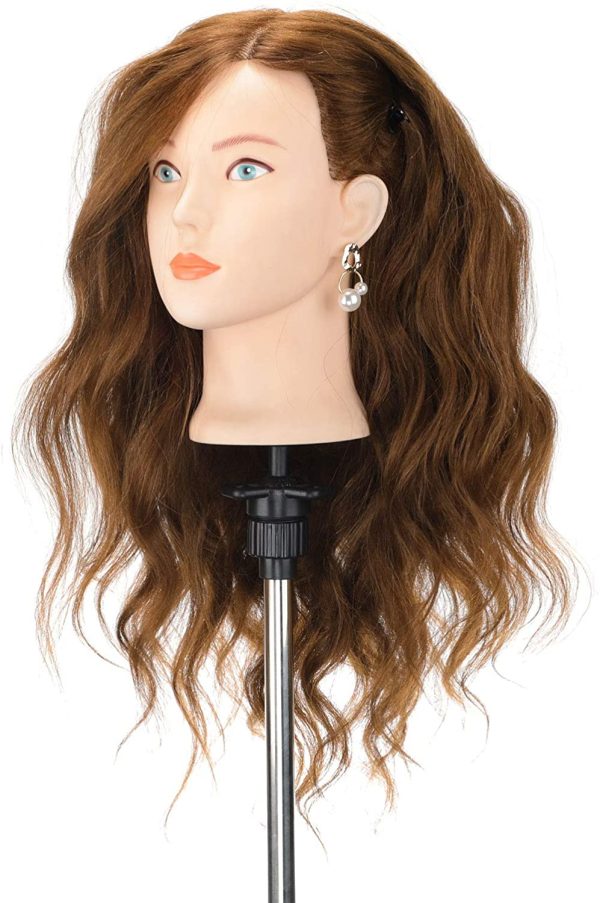 Neverland 22"80% Real Hair Training Head Parrucchiere Styling Head Cosmetology Manichino Manichino Testa di bambola Morsetto da tavolo gratuito - immagine 5