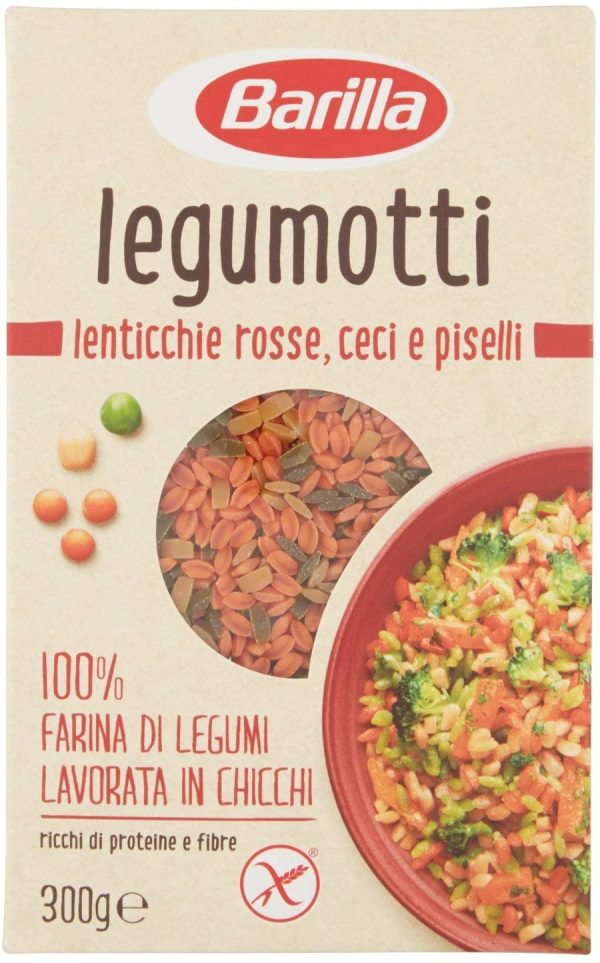 Barilla Legumotti Lenticchie Rosse, Ceci e Piselli, Ricchi di Proteine e Fibre, senza Glutine, 300g