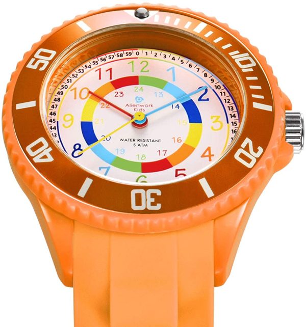 Alienwork Kids Orologio di Apprendimento Bambini Ragazzi Ragazze Tempo di Apprendimento Impermeabile 5 ATM - immagine 2