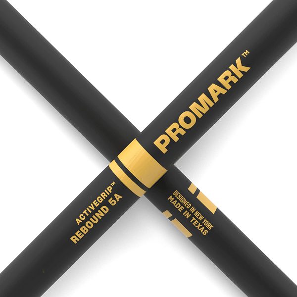 ProMark Bacchette Batteria - Forward Rebound 5A Drum Sticks - ActiveGrip - Diventa pi?? aderente con il sudore delle mani - Finitura Active Grip, Punta di ghianda, Legno di hickory - 1 Coppia - immagine 7