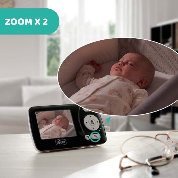 Chicco Baby Monitor Video Smart, Videocamera per Neonati e Bambini con Schermo a Colori LCD 2.4", Portata 200 m, Visione Notturna, Attivazione Vocale, Batteria a Lunga Durata - immagine 3