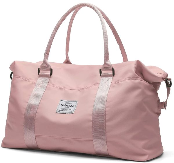 Borsone da viaggio rosa,Borsa sportiva Tote Gym,Borsa da viaggio per le donne,Con manica trolley e tasca bagnata - immagine 7