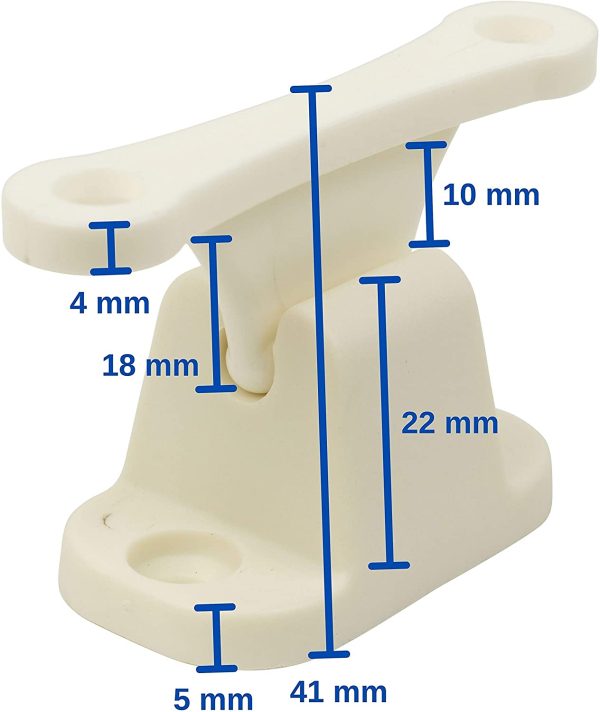 Fermo per Porta Roulotte e Camper, Interasse fori 35 mm e 48 mm, Serratura di Bloccaggio Bianca, per Sportelli di Servizio e Gavoni di Stoccaggio, Sicura per Porta Camper, Accessori Camper Roulotte - immagine 2