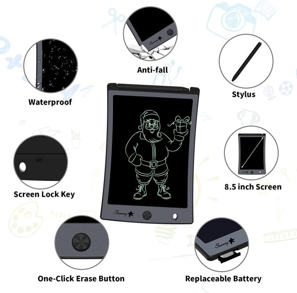 8,5 pollici Tavoletta Grafica LCD,Tavoletta da Disegno per Bambini,Lavagna Elettronica Digitale Magica con Funzione Cancellabile,Regali per Bambini,Ufficio per a Casa Della Scuola(Nero) - immagine 5