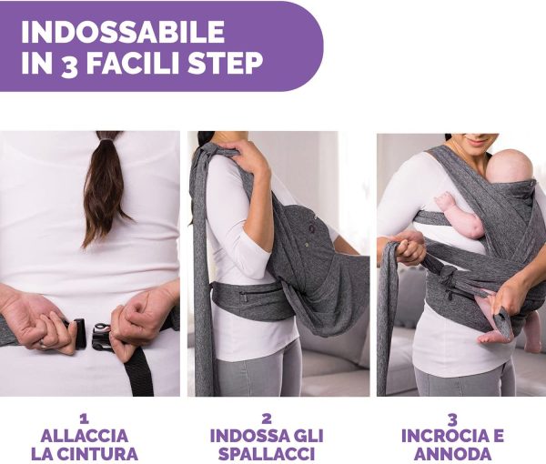 Boppy ComfyFit Marsupio Neonato Ergonomico per Beb?? e Bambini dalla Nascita a 15 kg, Fascia Porta Beb?? Semplice da Indossare, Fascia Neonato Fronte Mamma con Supporto per Testa e Collo - Grigio - immagine 6