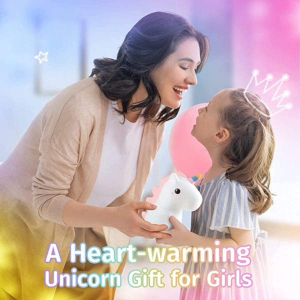 Luce Notturna Bambini, Unicorno Bambina Regalo Battesimo,16 Multicolori Silicone Lampada Notturna per Bambini, USB Ricaricabile LED Luci Notturne per Bambini Cameretta Bambina Regalo Neonato - immagine 2