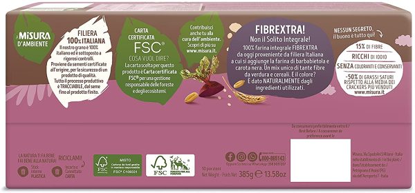 Misura Crackers Integrali con Barbabietola e Carota Nera Fibrextra | 15% di Fibre e 100% Farina Integrale | Confezione da 385 grammi - immagine 6