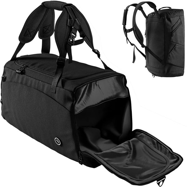 Borsone Palestra Training + Funzione Zaino, Scomparto per Scarpe e Bagnato | 40L Borsa Sportiva Viaggio Nuoto Fitness Sport Gym Sacca Tracolla Bagaglio Mano Weekend Duffel Bag Impermeabile Uomo Donne - immagine 4