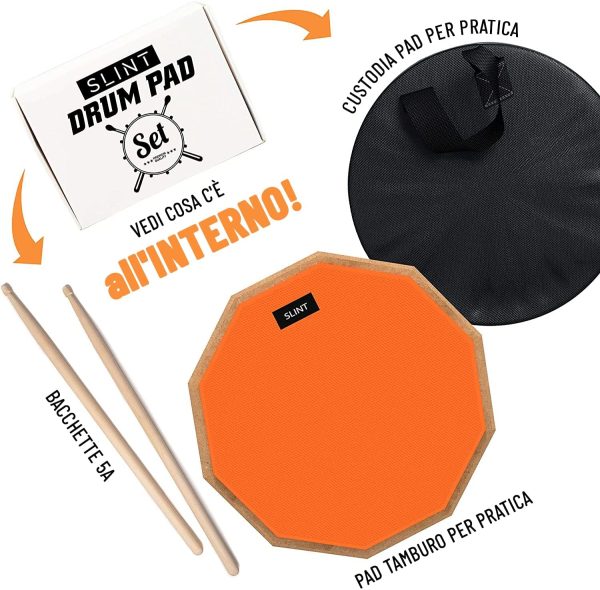 Slint Drum Pad con Bacchette Batteria - Pad Batteria a Doppia Superficie da 30cm - Pad Allenamento Batteria con Custodia per Rullante 10cm - Batteria Musicale Silenziatore - Pad Allenamento Batteria - immagine 5