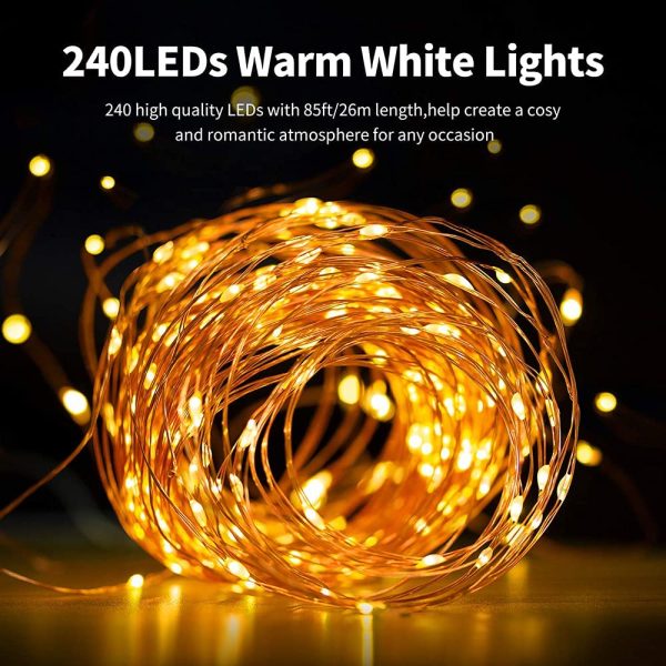 Luci Solari Esterno, 26m 240 LED Catena Luminosa Solare 8 Modalit?? Impermeabile IP65, Catena Luminosa Solare Decorative Per Festa, Matrimonio, Giardino, Natale, Patio Luci Decorative da Esterno - immagine 4