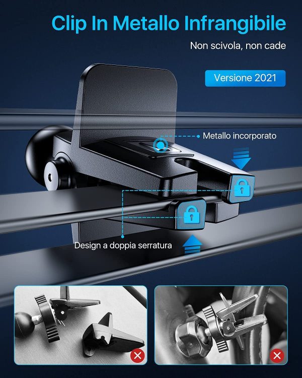 andobil Supporto Cellulare Auto [Stabile e Antiurto] Design Brevettato con Clip Girevole a 360?? Porta Cellulare da Auto per Tutti Gli Smartphone, ad esempio iPhone Samsung Huawei Realme Xiaomi - immagine 7