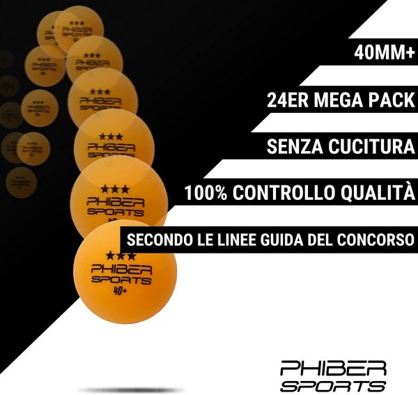 Palle da Ping-Pong Premium 3 Stelle [24 Pezzi] Arancione - Caratteristiche di Gioco perfette - Ideale per Principianti, Famiglie e Professionisti - Secondo Le Linee Guida della Competizione - immagine 3