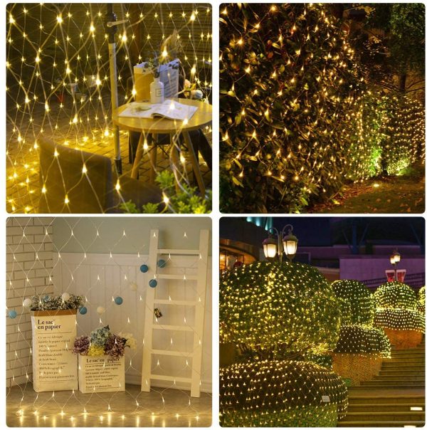 Rete di Luci a LED, 200 LED Catene Luminose 3x2M 8 Modalit?? Impermeabile Energetico, Dimmerabile per Casa GiardinoTerrazza DIY Natale Feste Halloween Bianca Caldo - immagine 4