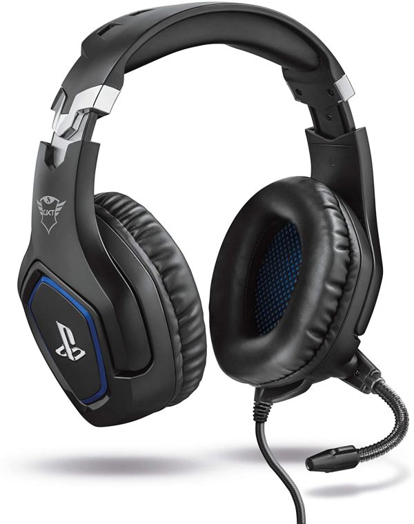 GXT 488 Forze Cuffie PS4 e PS5 con Licenza Ufficiale PlayStation, Over-Ear, Microfono Ripiegabile e Archetto Regolabile, Jack Audio 3.5 mm, Cuffie Gaming Cablate - Nero