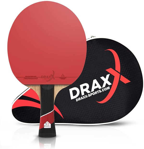 Racchetta da ping pong DRAXX PRO CARBON | 5 stelle | Racchetta da ping pong professionale per allenamento e competizione | compatibile con tutte le palline | gomma regolamentare premium - immagine 7