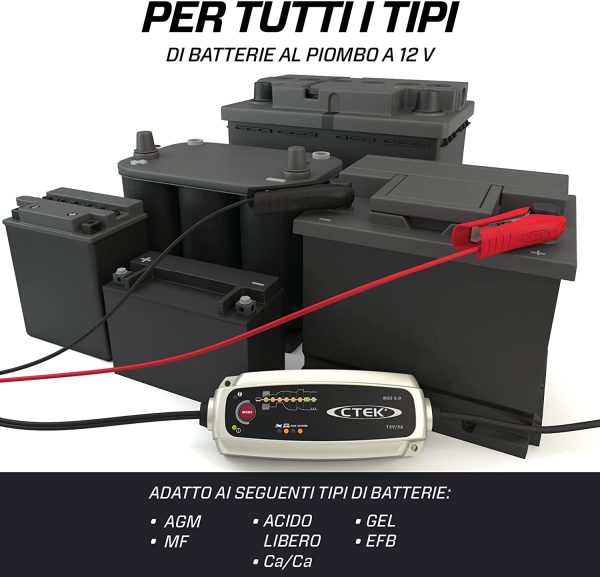 MXS 5.0 Caricabatterie Automatico (Carica, Mantiene e Ripristina Batterie da Auto e Moto) 12V, 5 Amp. ?C Presa Europea - immagine 6