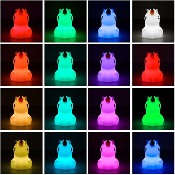 Luce Notturna Bambini con Telecomando e Sensore Tattile 16 Colori -  | Lampada Notturna per Bambini con Timer | Lucina Notturna Bambini Silicone BPA Free | Unicorno Lampada Bambini Notturna - immagine 6