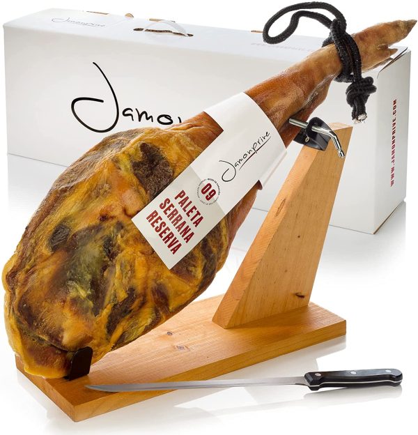 Prosciutto Serrano Crudo + Porta Prosciutto + Coltello 4.5 - 5 Kg - Prosciutto Spagnolo (Spalla) Jamonrpive - immagine 3