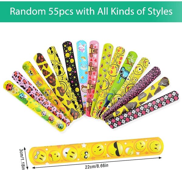 Braccialetti Slap HOUSTAR 55Pcs Slap Bracelets Gadget Bracciali a Scatto per Festa Compleanno Birthday Bomboniere Party Supplies Favors per Bambini, Ragazze e Ragazzi - immagine 5