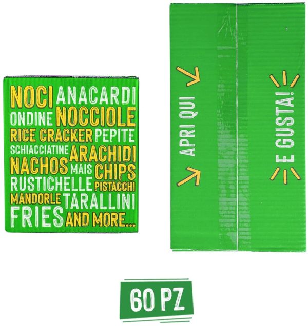 APERIBOX 60 - AP18.001.04 - Snack salati, patatine, frutta secca e tanti stuzzichini da sgranocchiare racchiusi in una Box super variegata. Ottima per un aperitivo in compagnia. Favolosa idea regalo. - immagine 2