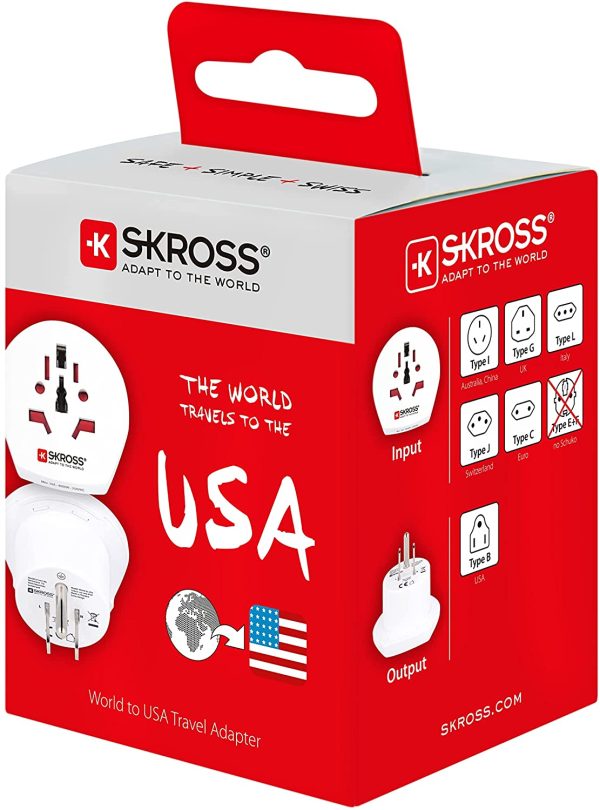 Skross by Poly Pool SK500221 Adattatore da Viaggio con Spina Standard Americana e Presa Universale Standard Austalia-China, UK, Giappone, Europa, Svizzera