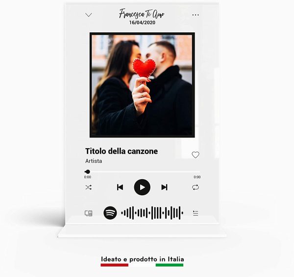 Spotify code personalizzato targa musicale personalizzata plexiglass idea regalo nome canzone artista foto compleanno fidanzati matrimonio anniversario festa mamma pap?? Natale - immagine 4