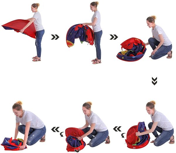 SONGMICS Tenda da Gioco Castello con Astronavi per Ragazzi e Bambini, Casetta dei Giochi per Interni ed Esterni, Tenda Portatile con Borsa da Trasporto, Regalo per Bambini, Blu , LPT01BU - immagine 3