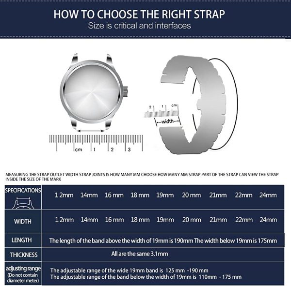 BINLUN Cinturino per Orologio in Acciaio Inossidabile con Cinturino in Metallo con Estremit?? Dritte e Curve Uomo Donna (Oro, Argento, Nero, Oro Rosa, Bicolore)12,14,16,18,19,20,21,22,24 mm