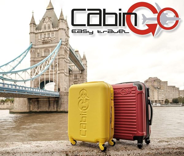 CABIN GO 5585 Valigia Trolley rigido in ABS grande valigia con ruote, Idoneo Ryanair e Easyjet 55x40x20, Bagaglio a Mano Ultra Leggero in ABS con Chiusura a combinazione - immagine 2