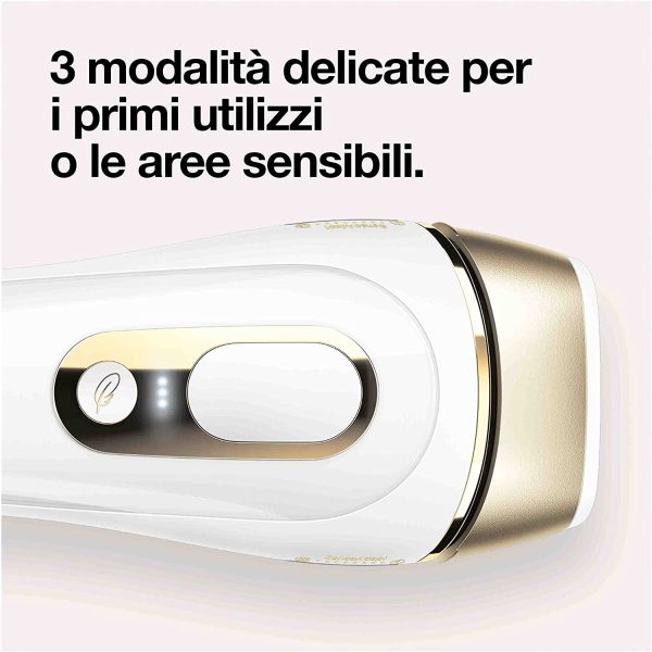 Braun Silk-expert Pro 5 Epilatore Luce Pulsata, Alternativa al Laser, Per Corpo e Viso, Riduzione dei Peli fino a 6 Mesi, Custodia da Viaggio, Idea Regalo, PL5014 Bianco e Oro - immagine 3