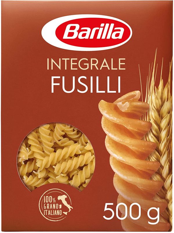 Barilla Pasta Fusilli Integrali, Pasta Corta Di Semola Integrale Di Grano Duro, Integrale, 500 g