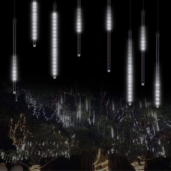 Meteor Shower Lights - Lampada a pioggia con 8 tubi da 50 cm, 288 LED, impermeabile - immagine 2