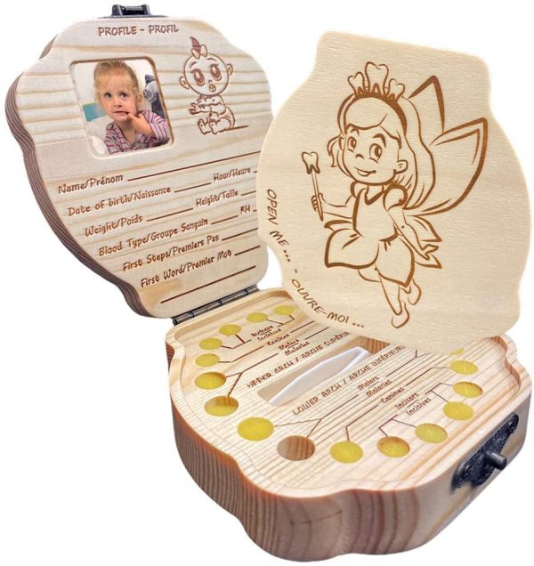 The Only Baby Tooth Box That Has a Patented Locking System to Keep Your Baby's Teeth Also as Original Gift Idea For a Girl (English / French engraving) - immagine 5