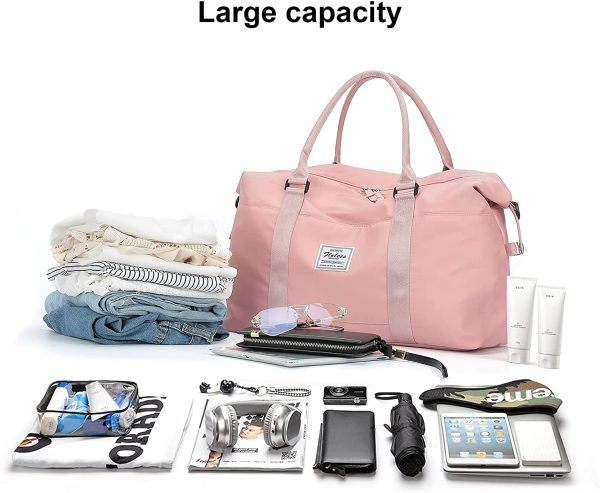 Borsone da viaggio rosa,Borsa sportiva Tote Gym,Borsa da viaggio per le donne,Con manica trolley e tasca bagnata - immagine 6