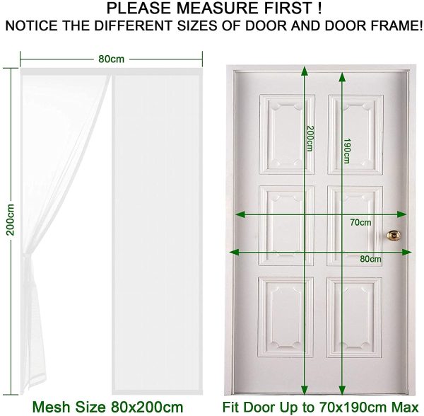 AGGIORNAMENTO Zanzariera Magnetica per Porta 80 x 200 CM - Rete Fine, Tenda Zanzariera Porta con Totalmente Calamita, si Chiude da Sola per Balcone, Installazione Facile (Bianca) - immagine 7