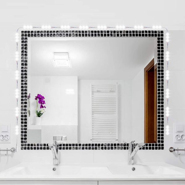 Luci per Specchio da Trucco a LED Dimmerabile con 60 LEDs,Luci da Specchio Bianco Freddo 6000K,2.7M,per Specchio a Figura intera,Toletta,Specchio da Bagno,Mobile da Cucina,IP65 - immagine 7