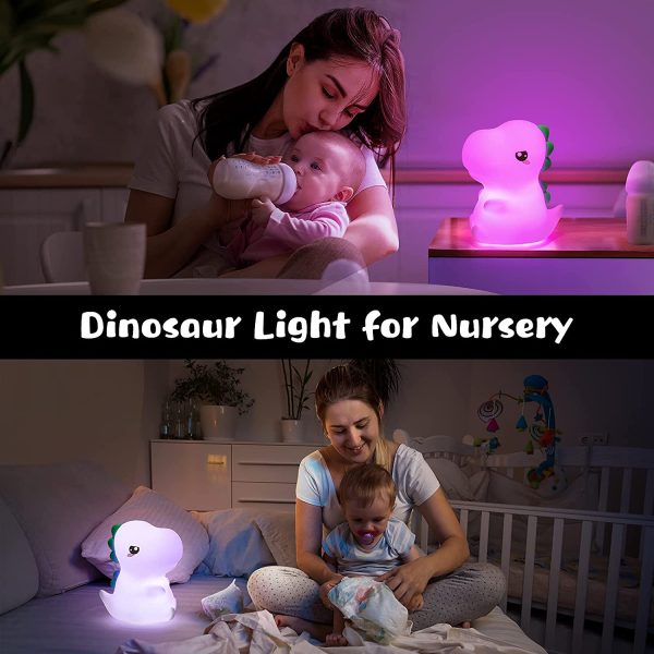 Luce Notturna Bambini, Dinosauro Lampada Notturna per Bambini, Multicolore Ricaricabile Portatile Silicone Luce Notturna Neonato, Dinosauri Regali per Neonati Luci Notturne per Bambini Led - immagine 4