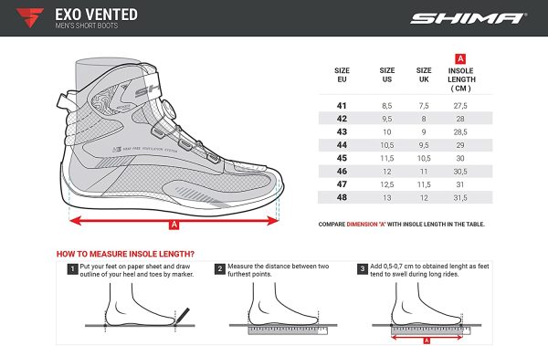 EXO Vented, Scarpe Moto Uomo; Traspirante, Rinforzate Stivali Moto Uomo con Sistema di Chiusura ATOP, Supporto alla Caviglia, Suola Antiscivolo, Impugnatura del Cambio (Nero, 41 eu) - immagine 4