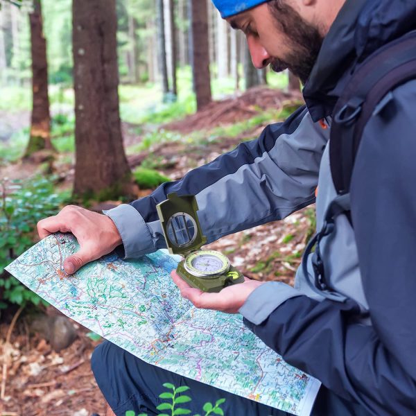 Sportneer Bussola Verde Bussola Militare Professionale Bussola Militare Bussola Geologia Multifunzione, Bussola da Campeggio Trekking Bussola Impermeabile Luminosa attivit?? All'aperto - immagine 3