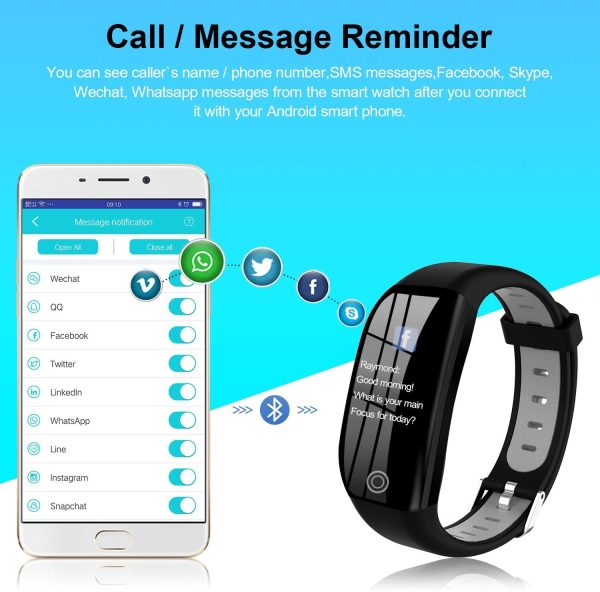 Tipmant Orologio Fitness Tracker Uomo Donna Smartwatch Bracciale Cardiofrequenzimetro da Polso Impermeabile IP68 Contapassi Smartband Sportivo Braccialetti per Android iPhone Samsung Huawei Xiaomi - immagine 2