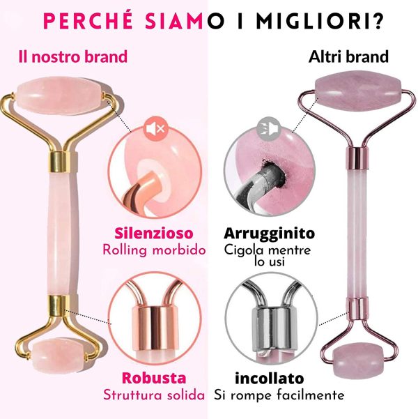 Set con Rullo di Giada e Gua Sha Originale - Roller per Massaggio Viso in Quarzo Rosa Naturale al 100%, Multifunzione Rilassante, Rimodellante e Anti-et?? - Design autentico, Durevole, Silenzioso - immagine 9