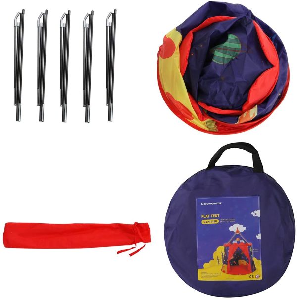 SONGMICS Tenda da Gioco Castello con Astronavi per Ragazzi e Bambini, Casetta dei Giochi per Interni ed Esterni, Tenda Portatile con Borsa da Trasporto, Regalo per Bambini, Blu , LPT01BU - immagine 6