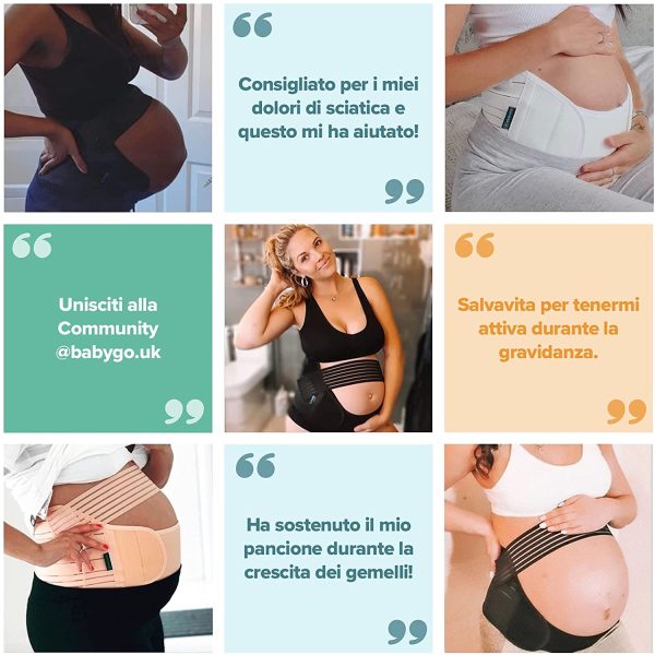 BABYGO 4-1 Cintura di maternit??, Sostegno Gravidanza, Supporto Premaman, Fascia per la Pancia di Post Parto - per Dolore alla Schiena, Bacino, Pelvico, Sciatica, Sinfisi Pubica + E-Book di Gravidanza - immagine 4