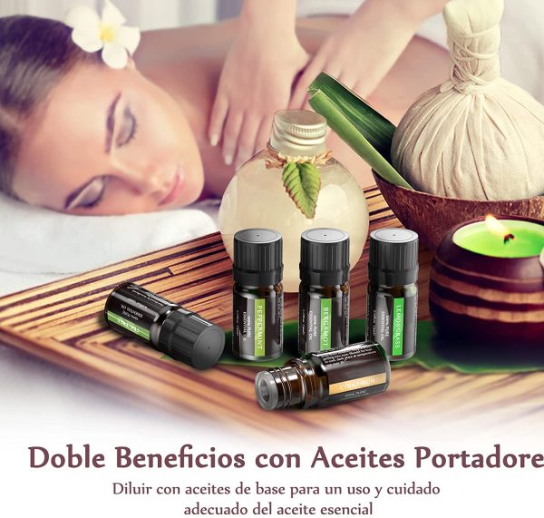 Olio Essenziale Aromaterapia - Set di olio puri al 100%, 12 ?? 5 ml, Lavanda, Arancia dolce, Albero del t??, Eucalipto, Citronella, Menta piperita, Bergamotto, Limone, Rosmarino, Ylang-ylang, ecc. - immagine 3