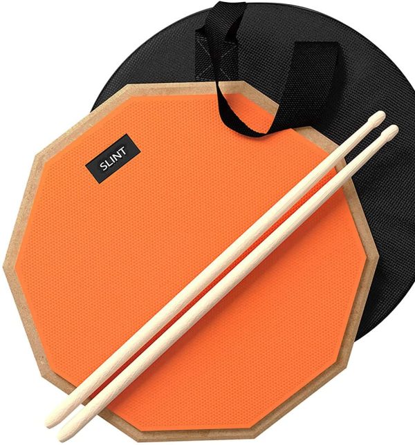 Slint Drum Pad con Bacchette Batteria - Pad Batteria a Doppia Superficie da 30cm - Pad Allenamento Batteria con Custodia per Rullante 10cm - Batteria Musicale Silenziatore - Pad Allenamento Batteria