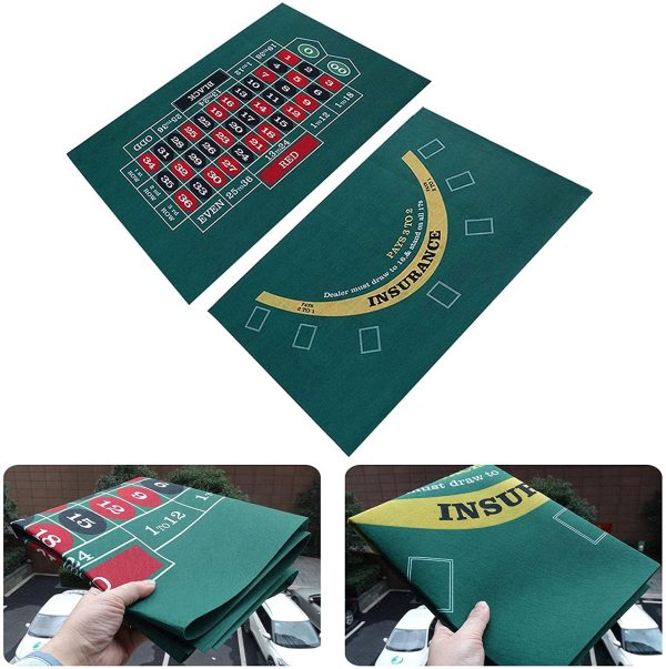 Tappeto Poker Professionale 6090cm, Tavolo da Poker ?CDoppia Faccia Tappetino Poker Deluxe ?C Panno Poker Professionale ?C Tappeto Poker Tovaglia per Blackjack, Craps, Roulette, Texas Hold'em