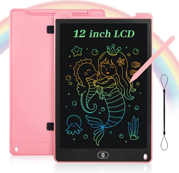 Tavoletta Grafica LCD Scrittura 12 Pollici Colorato Schermo, Lavagna da Disegno Portatile Ewriter Cancellabile con Pulsante di Blocco per Bambini Studenti di 3 4 5 6 7 8 anni Adulti (Rosa) - immagine 5