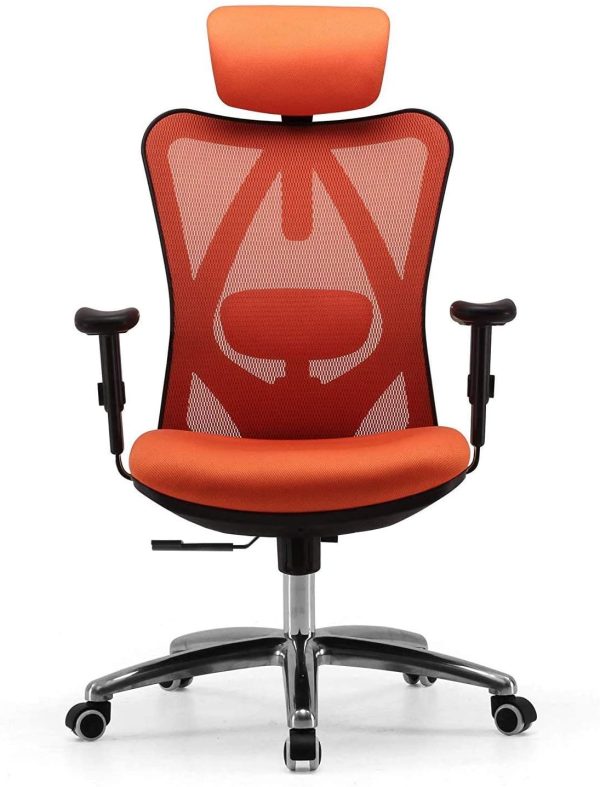 M18,Sedia Ergonomica da Ufficio,Sedia da Ufficio con Braccioli Regolabili 3D,Sedia Ergonomica con Supporto Lombare,Sedia Gaming con Poggiatesta Regolabile,Delicato sulla Pelle Mesh (Rosso) - immagine 8