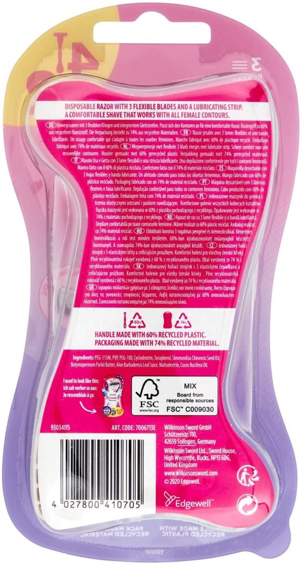 Wilkinson Sword - Xtreme 3 Beauty 4+2 - Rasoio usa & getta da donna - Confezione con 4 rasoi + 2 gratis - immagine 6