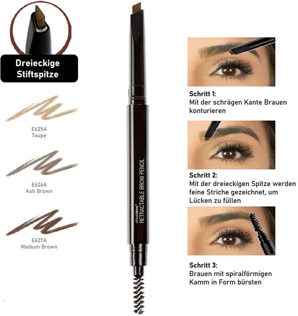 Wet n Wild, Ultimate Brow Retractable Pencil, Matita per Sopracciglia Retraibile con Punta Triangolare e Ultra Precisa, Colore Pigmentato che Definisce il Look delle Sopracciglia, Medium Brown - immagine 4